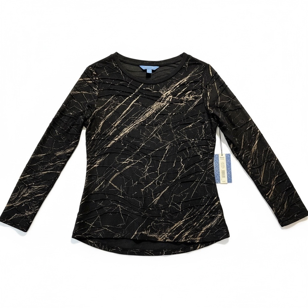 ✨ Simply Vera Vera Wang Long Sleeve Textured Tee – Black & Gold | Size M ✨ - Picture 5 of 7